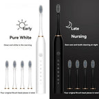 Electric Ultrasonic Toothbrush Six Speed Mode Home Soft Hair USB Charging Waterproof Adult Tooth Cleaner Automatic Couple Set