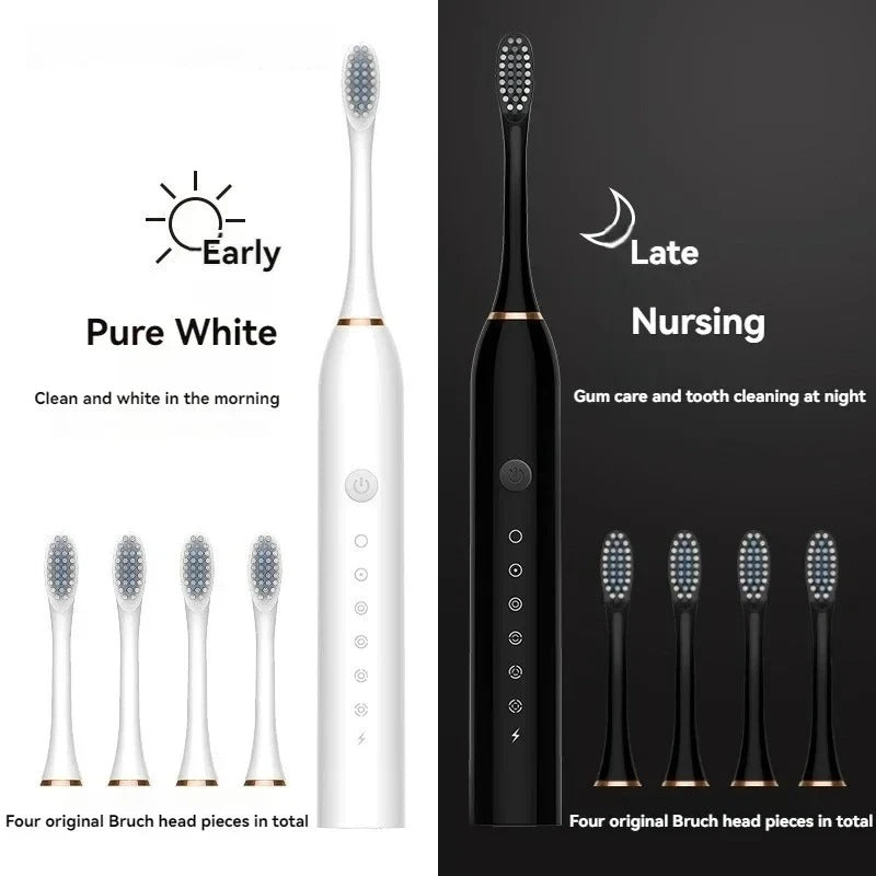 Electric Ultrasonic Toothbrush Six Speed Mode Home Soft Hair USB Charging Waterproof Adult Tooth Cleaner Automatic Couple Set