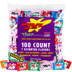 ZOTZ Fizzy Sour Candy Bulk - Retro Italian Hard Candy Individually Wrapped - Classic Nostalgic 7 Assorted Flavors Cherry, Watermelon, Strawberry, Blue Raspberry, Apple, Orange & Grape - 100 Pieces Bag for Party Favors, Goodie Bags, Piñata & Candy Buffet