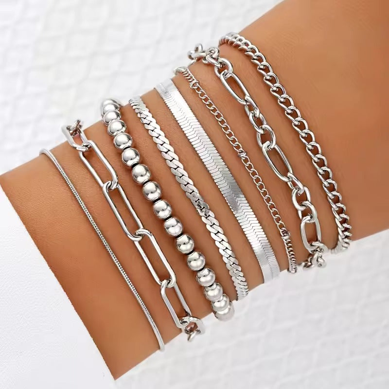 Gold Bracelets for Women Teen Girls, 14K Gold Plated Dainty Bracelets Set, Layered Chain Bracelets Pack Jewelry Gifts for Her
