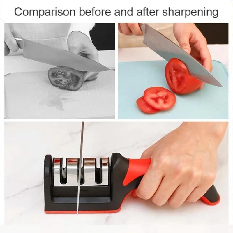 3-Stage Knife Sharpener Set - Diamond & Ceramic Rods for Kitchen, Hunting, Pocket Knives, Fast Edge Repair with Non-Slip Base