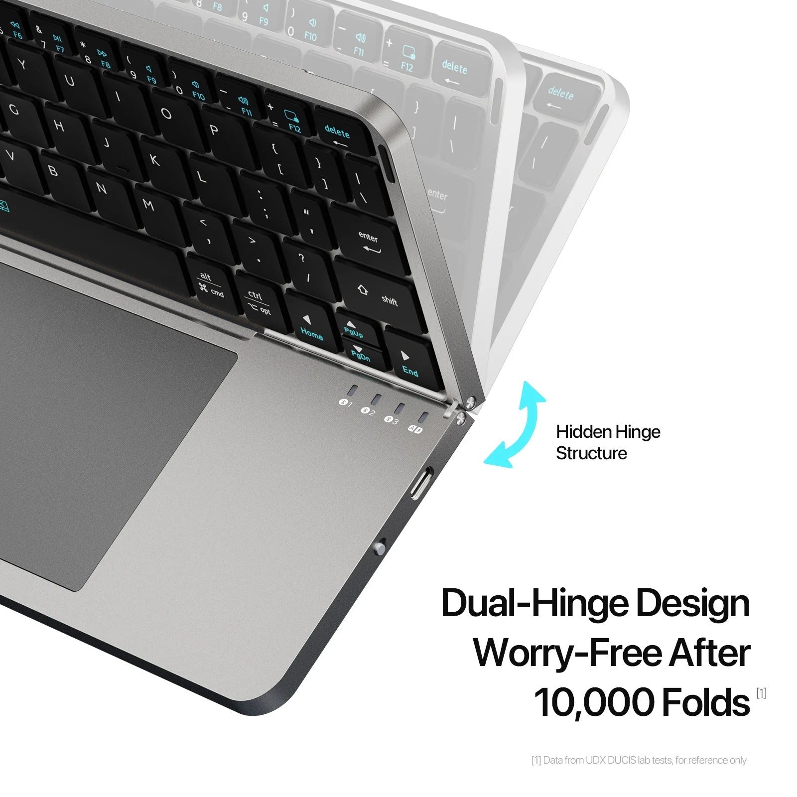 New Multifunctional Model Foldable Bluetooth 5.0 Keyboard with Touchpad & Phone Holder For Phones Tablets PC